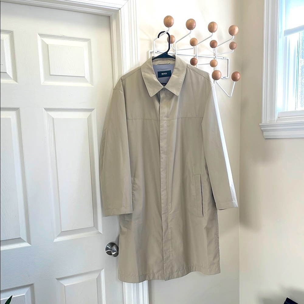 Hugo Boss - Classic Zip Up Lightweight Long Coat Jacket Beige XL
